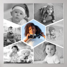 白黒の六角フォトコラージュ