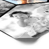 白黒の六角フォトコラージュ ポスター (角)