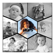 白黒の六角フォトコラージュ