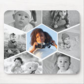 白黒の六角フォトコラージュ マウスパッド (正面)