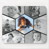 白黒の六角フォトコラージュ マウスパッド (正面)