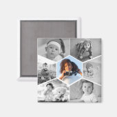 白黒の六角フォトコラージュ マグネット (正面/裏面)