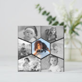 白黒の六角フォトコラージュ 案内状 (スタンド正面)