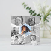 白黒の六角フォトコラージュ 案内状 (スタンド正面)