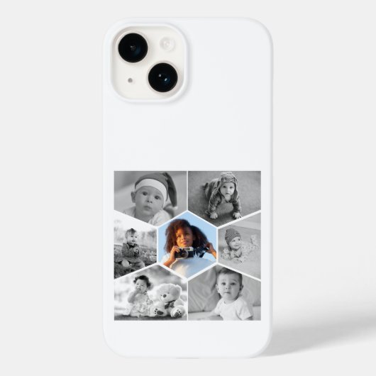白黒の六角フォトコラージュ Case-Mate iPhoneケース (裏面)