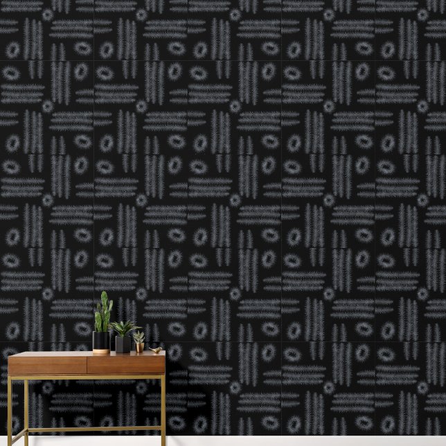 白黒の円と線 壁紙 (廊下)