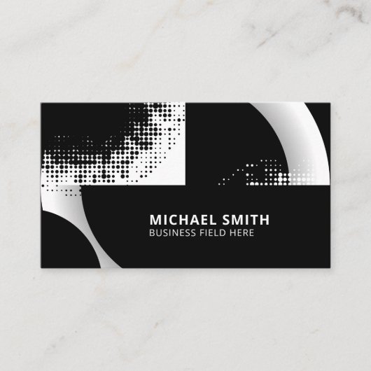 白黒の円のドット 名刺 (正面)