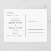 白黒の円の保存日付 インビテーションポストカード (裏面)