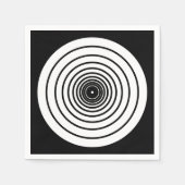 白黒の円の幾何学的パターモダンン スタンダードカクテルナプキン (正面)