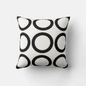 白黒の円の幾何学的パターン クッション (裏面)