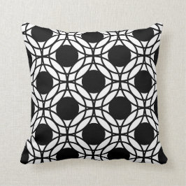 白黒の円の幾何学的パターン クッション