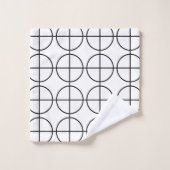 白黒の円の幾何学的パターン バスタオルセット (ウォッシュタオル)