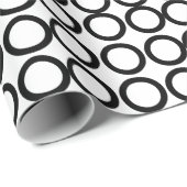 白黒の円の幾何学的パターン ラッピングペーパー (ロールコーナー)