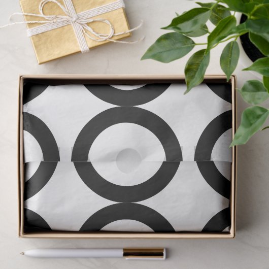 白黒の円の幾何学的パターン 薄葉紙 (ギフト)