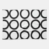 白黒の円の幾何学的 キッチンタオル (横)