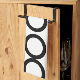 白黒の円の幾何学的 キッチンタオル