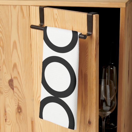 白黒の円の幾何学的 キッチンタオル (三つ折り)