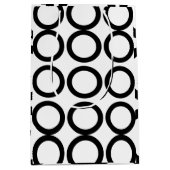 白黒の円の幾何学的 ミディアムペーパーバッグ (正面)