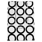 白黒の円の幾何学的 ミディアムペーパーバッグ (裏面)