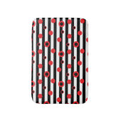 白黒の円ストライプパターン バスマット (正面縦)