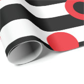 白黒の円ストライプパターン ラッピングペーパー (ロールコーナー)