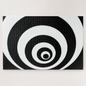 白黒の円デザイン ジグソーパズル (横)