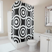 白黒の円パターンシャワーカーテン シャワーカーテン (インサイチュ)