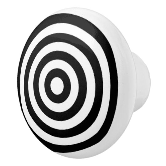 白黒の円パターン中心点ターゲットデザイン セラミックノブ (右)