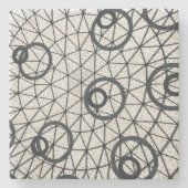 白黒の円パターン ストーンコースター (正面)