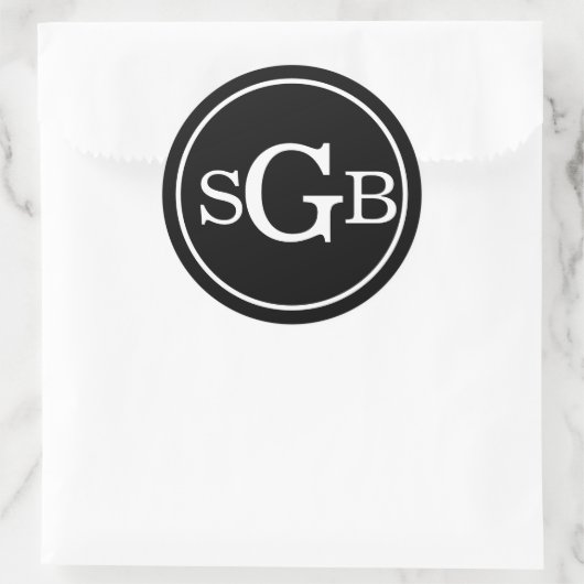 白黒の円形モノグラ伝統的ム ラウンドシール (バッグ)