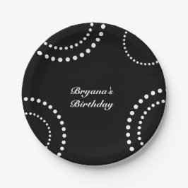 白黒の円点々のあるのモダンパーティー ペーパープレート