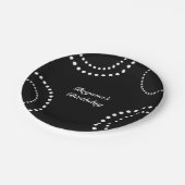 白黒の円点々のあるのモダンパーティー ペーパープレート (アングル)