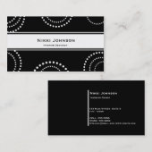 白黒の円点々のあるビジモダンネスカード 名刺 (正面/裏面)