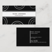 白黒の円点々のあるビジモダンネスカード 名刺 (正面/裏面)