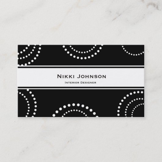 白黒の円点々のあるビジモダンネスカード 名刺 (正面)
