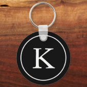 白黒の円 |モノグラムイニシャル キーホルダー (正面)