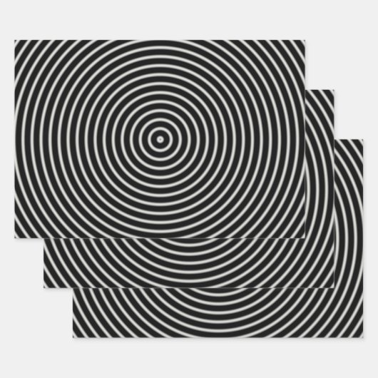 白黒の円 ラッピングペーパーシート (セット)