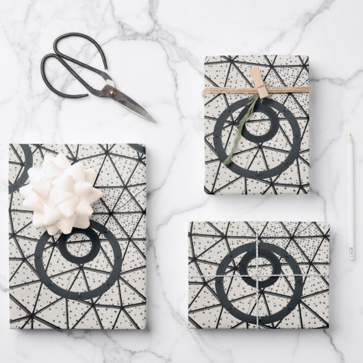 白黒の円 ラッピングペーパーシート (正面)