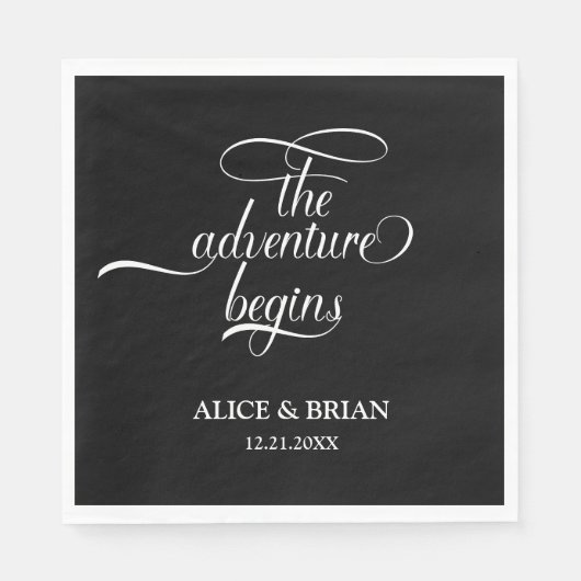 白黒の冒険が始ま結婚る スタンダードランチョンナプキン (正面)
