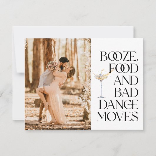 白黒の写真おもしろい日付の保存 案内状 (正面)