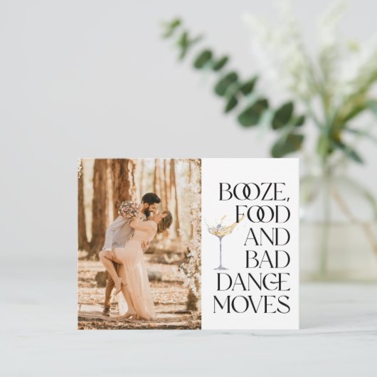 白黒の写真おもしろい日付の保存 案内状 (スタンド正面)