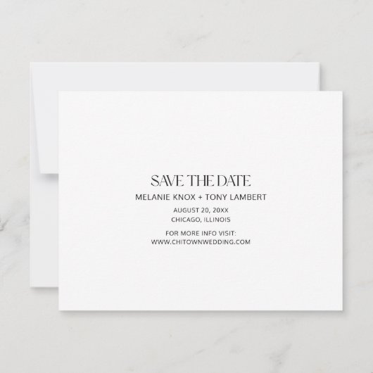 白黒の写真おもしろい日付の保存 案内状 (裏面)