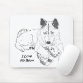 白黒の写真がとても可愛い秋田犬 マウスパッド (マウス)