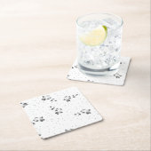 白黒の写真でいくつかの点がある スクエアペーパーコースター (インサイチュ)