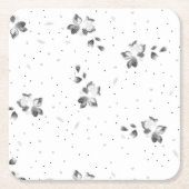 白黒の写真でいくつかの点がある スクエアペーパーコースター (正面)