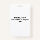 白黒の写真とロゴ従業員IDバッジ バッジ (裏面)