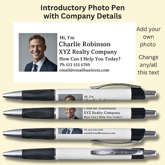 白黒の写真と紹介文 ボールペン