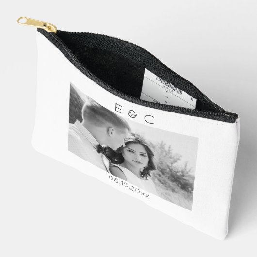 白黒の写真のアクセサリー結婚ポーチ アクセサリーポーチ (見開き)
