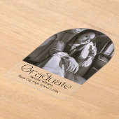 白黒の写真の卒業発表 アクリル招待状 (レイダウン)