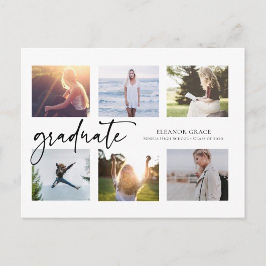 白黒の写真の数々の卒業 ポストカード (正面)